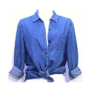 Casual and Cute Denim Long Sleeve Button Up Shirt